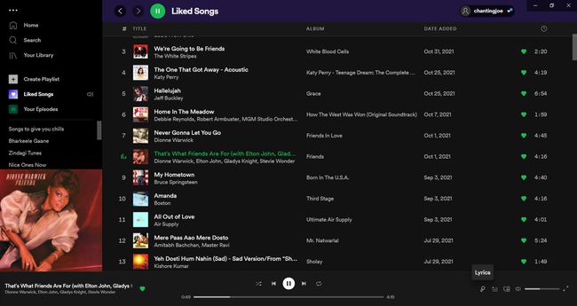 Spotifyデスクトップの歌詞のマイクアイコン