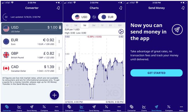 Cestovní aplikace XE Currency Converter