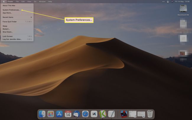 MacOS med Systemvalg uthevet