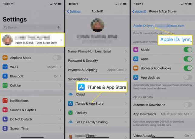 Configurações do iTunes e App Store no iPhone