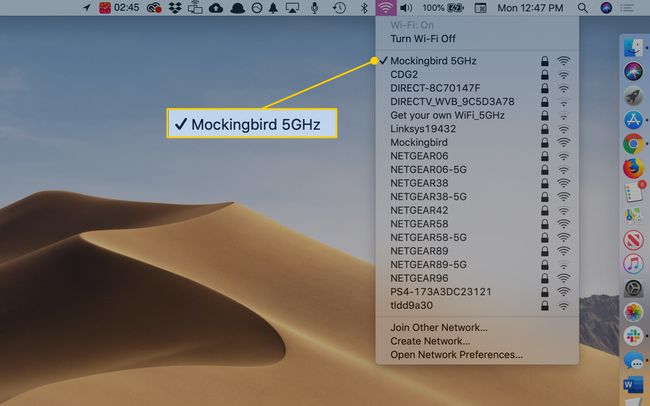 Menú de Wi-Fi en macOS