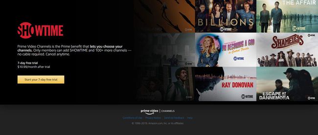 Skärmdump av Showtime på Prime Video