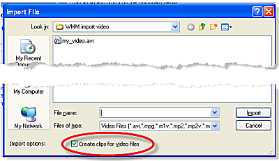 Windows Movie Maker'a aktarılacak video klibi bulun