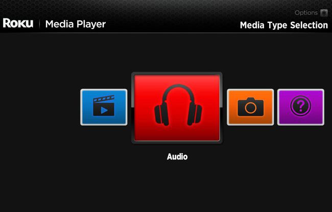 ตัวอย่างเมนู Roku Media Player