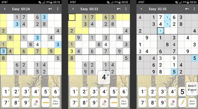 Tři sudoku v aplikaci Sudoku pro Android.