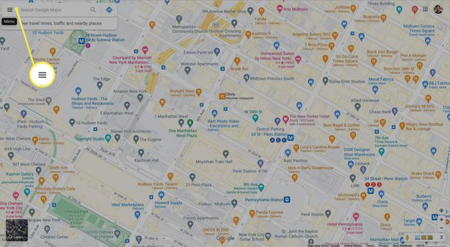 Menüsymbol in Google Maps für Desktop