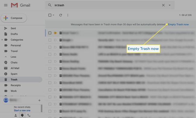 Esvaziar a lixeira agora no Gmail