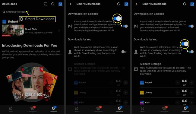การดาวน์โหลดอัจฉริยะและสวิตช์เปิดปิดที่ไฮไลต์ในแอป Netflix สำหรับอุปกรณ์เคลื่อนที่