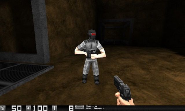 Capture d'écran d'un personnage dans l'homebrew PSP No Bugs Allowed