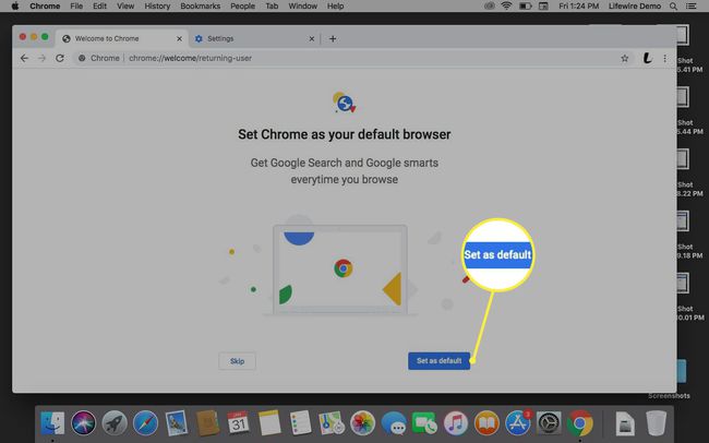 Google solicita que configure Chrome como predeterminado.