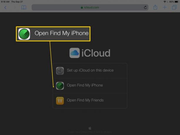 iCloud.comで「iPhoneを探す」オプションを開く