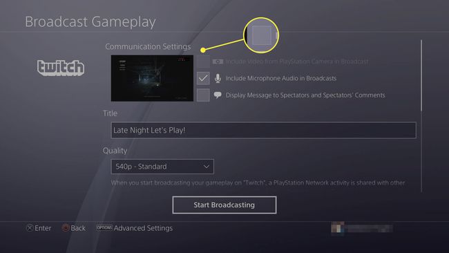 Opciones de juego de transmisión para PlayStation 4