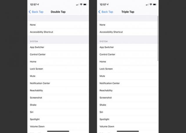 iOS14のダブルタップとトリプルタップのオプション。