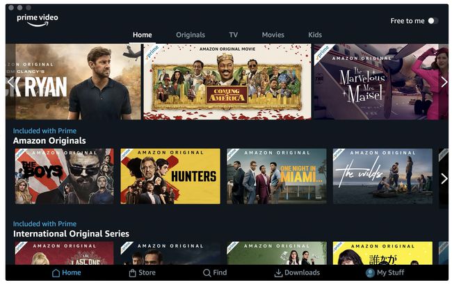 Die Startseite der Amazon Prime Video-App auf dem Mac