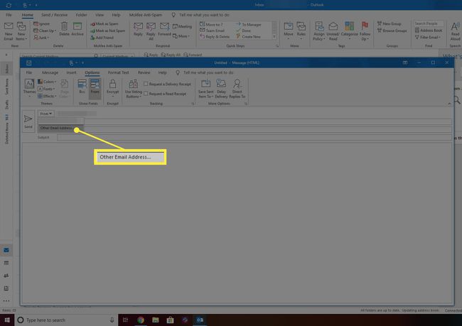 Outlooki muu e-posti aadressi menüü.