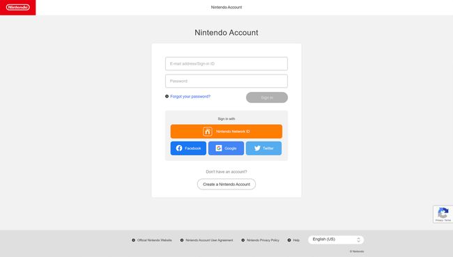 Formularz logowania na konto Nintendo na oficjalnej stronie Nintendo.