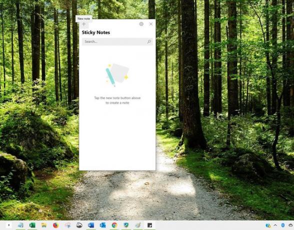 Windows Yapışkan Notlar'daki Yeni Not düğmesinin ekran görüntüsü