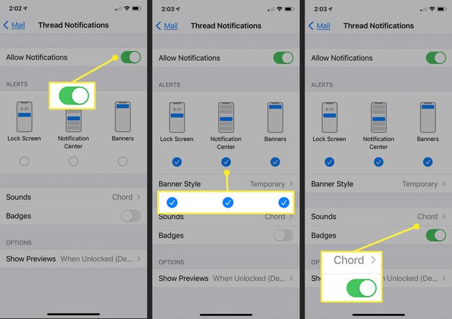 Einstellungen für Thread-Benachrichtigungen auf einem iPhone