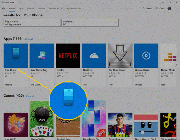 Ihr Telefonsymbol im Windows App Store