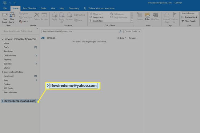 Διεύθυνση email στην πλαϊνή γραμμή του Outlook