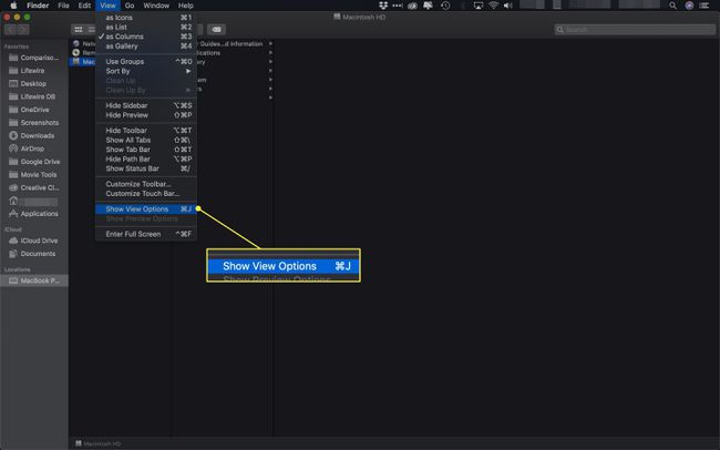 macOSの[表示オプションの表示]コマンド