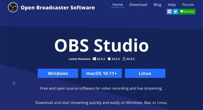 브로드캐스터 소프트웨어(OBS) 웹사이트를 열고 다운로드