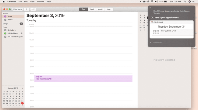 Siri käskude kasutamine koos AirPodidega kalendri kontrollimiseks
