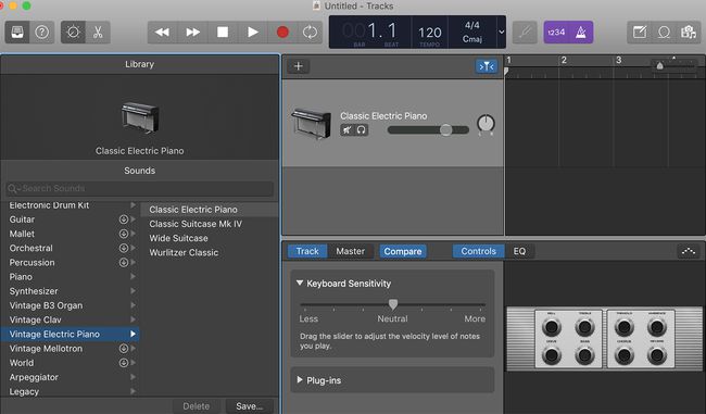 GarageBand pillivaliku ekraan