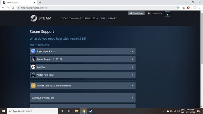 صفحة دعم Steam