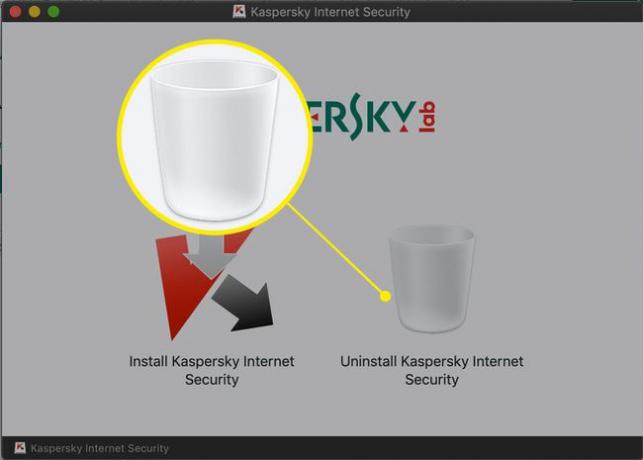 Haga doble clic en el icono de la papelera que dice " Desinstalar Kaspersky Internet Security".