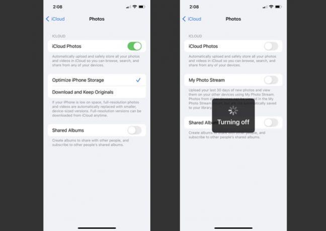 Interruptor de palanca para Fotos de iCloud