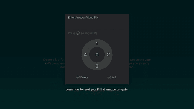 Zrzut ekranu ekranu wprowadzania kodu PIN w Firestick.