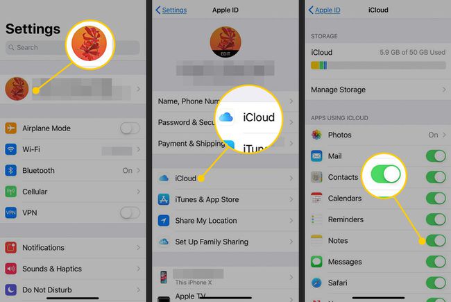 iOS設定でメモ用のiCloudをオンにする