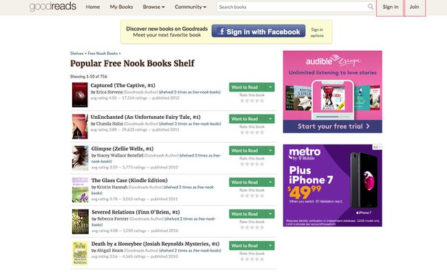 Goodreads Free Nook Books 선반