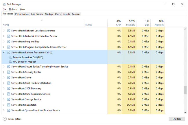 svchost.exe içinde çalışan hizmetler