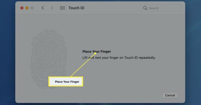 Prompt para colocar o dedo na tecla Touch ID repetidamente