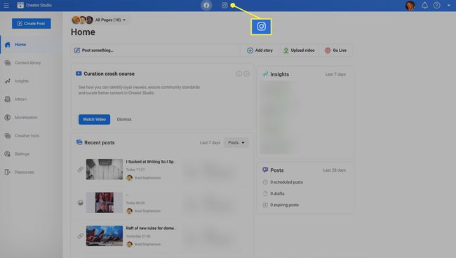 Instagram Creator Studio-nettstedet.