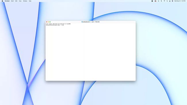 Príkazový riadok terminálu v systéme macOS.