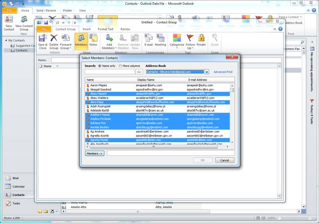 Outlook 2010 vali rühmaakna liikmed