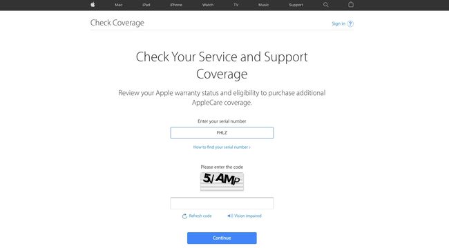 Apple's Check Coverage პორტალი
