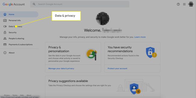 Excluir dados e privacidade da conta do Google