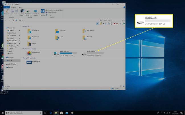 Windows 10 Acest computer cu unitatea USB evidențiată