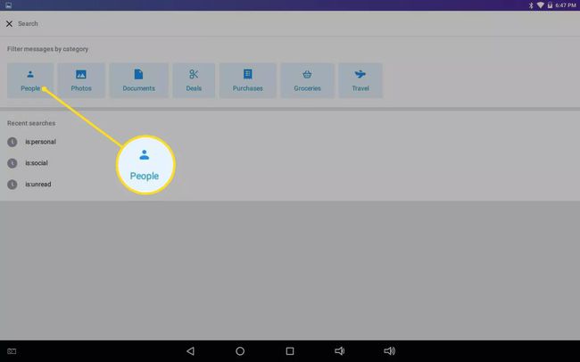 Botão Pessoas no Yahoo Mail para Android