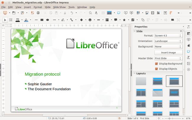 Ventana de edición de documentos de LibreOffice