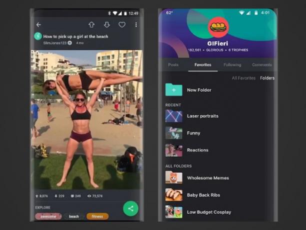 Twee screenshots van de Imgur app voor Android.