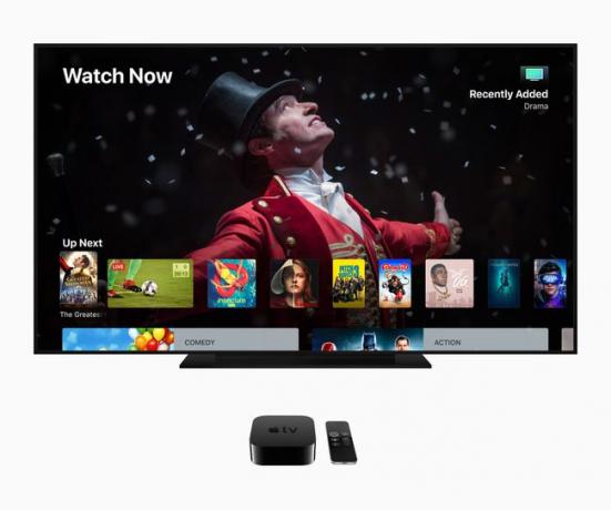 Apple TV, mis kuvab teleris voogesituse valikuid.