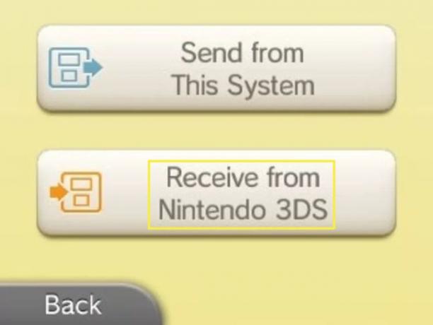 Puudutage valikut Nintendo 3DS-i vastuvõtmine.