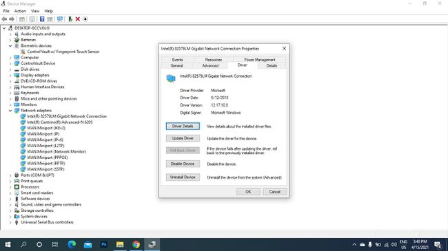 Actualice los controladores en la ventana Conexión de red en el administrador de dispositivos de Windows