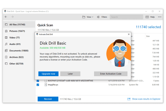 Disk Drill Basic-Einschränkungen-Bildschirm