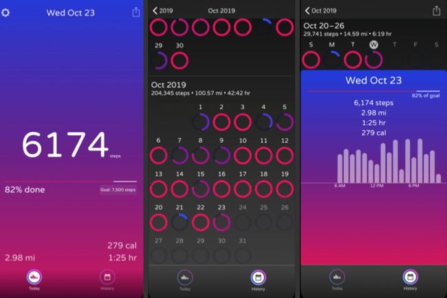 Drei Screenshots von Steps - Activity Tracker.